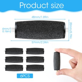 6PCS Electric Foot File Replacement Heads for Scholl Velvet Smooth Replacement Rollers Refills Pumice Stone for Feet Pedicure Hard Skin Remover Rollers Heads Compatible Foot File Refills Black