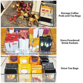 ZECENN Coffee Pod Holder Storage for Counter, Clear Organizer for K Cup, Compatible with Nespresso OriginalLine VertuoLine Capsules & Keurig, Acrylic Coffee Pods Holder with Lid - Clear