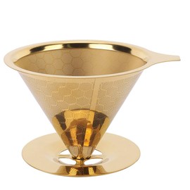 Nimomo Honeycombed Stainless Steel Coffee Filter, Gold Honeycombed Stainless Steel Reusable Pour-Over Coffee Filter Coffee Dripper