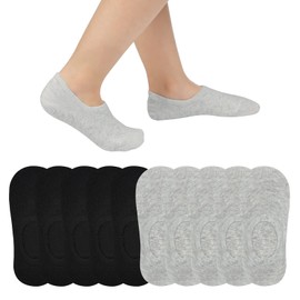 JOCMIC 10 Pairs Girls No show Socks Boys Non Slip Low Cut Socks for Kids Toddler 9-12Y Black-Grey