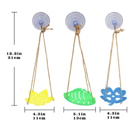 3-Pack Plastic Swing Toys for Terrariums – Suction Cup & Rope Accessories for Tree Frogs, African Dwarf Frogs, Toads & Small Reptiles