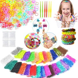 Loom Rubber Bands, 7200pc Rubber Band Refill Kit in 26 Colors with 250 Clips 6 Hooks, AIR SIX Loomy Bands