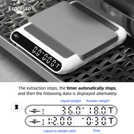 MHW-3BOMBR Espresso Coffee Scale with Timer, Ratio of Powder to Liquid Display, Pour Over Drip Coffee Bean Scale, 0.1g Accurate Weighting White ES5485W