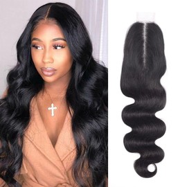 Brazilian 2x6 Lace Closure 10 Inches Body Wave HD Lace Closure for Black Woman 2x6 Middle Part 100% Human Hair Kim K Closure With Baby Hair (10 Inches, 2x6 Closure)