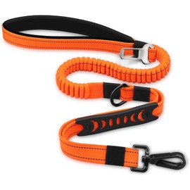 Bungee Dog Leads with Car Seat Belt Buckle, Multipurpose Reflective Dog Leash with Soft Padded & Traffic Control Handle, Anti Pull Shock Absorbing Dog Walking/Running/Training Leash for Medium