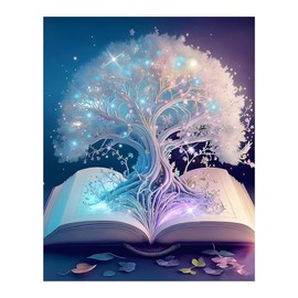 DIY 5D Diamond Painting Art Kits, White Tree of Life Diamond Painting, Crystal Rhinestone Embroidery Craft Kits for Home Office Wall Decor, Purple, 12 x 16in