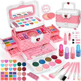 Flybay Kids Makeup Kit Toys for Girls, Washable Real Girls Make Up Set Princess Little Girl Makeup Kids Toys, Children Pretend Play Makeup Set Girls Toys for Age 3-12 Christmas Birthday Gifts