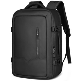 HEROIC KNIGHT Ryanair Cabin Travel Carry on Backpack 17.7”x11.8”x7.8”,25L Large Capacity Travel Bag with USB Port 16 Inch Laptop Compartment,Waterproof Business Casual Backpack for Men Women- Black