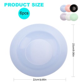 imposyu Set of 6 Soup Plates Deep Plastic Camping Plates Colourful Reusable Pasta Plates 22 x 3.8 cm Deep Plates Plastic for Pasta Salads Steaks