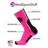 MadSportsStuff Baller Basketball Logo Crew Socks (Neon Pink/Black, Medium)