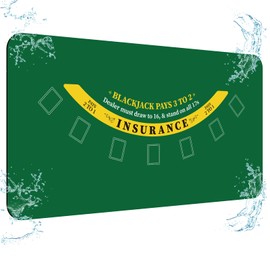 FURUISEN 70'' x 35'' Upgraded Waterproof Casino Blackjack Table Layout Mat with Carrying Bag, Anti-Slip Rubber Blackjack Gaming Layout Table Top Cover for Parties, Home Entertainment, Game Night