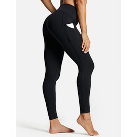 ZUTY 7/8 Workout Leggings for Women High Waisted Leggings with Pockets Squat Proof Yoga Ankle Leggings Plus Size 25" X Side Line Black XL