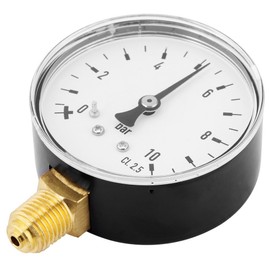 Hilitand Pressure Gauge, 1/4 Inch NPT, 0-10 Bar, Side Mount Manometer, Air/Oil/Water Pressure Meter, Glycerin Filled, Ideal for Pumps and Compressors