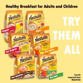 Nestle Nestum All Family 3-in-1 Instant Cereal Milk Drink and 1-Pack Snack Bundle (Milo or Koko Krunch, 30 g) - Low Fat Wholemeal Wheat, Rice & Corn Grits, Fortified Vitamins (Honey, 14 Sachets)
