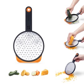 Dreamfarm Ograte – Coarse 6mm | Easy Speed Cheese Food Grater with 2-Way Blades for Efficient Grating | Easy-To-Use Lemon Zester Tool | Non-Slip Foot for Greater Control | Safety Cover | Orange