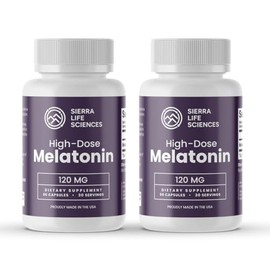 Melatonina de alta dosis de 120 mg – Suplemento extra fuerte de alta potencia, vegano sin OMG, fabricado en Estados Unidos, cápsulas fáciles de tragar