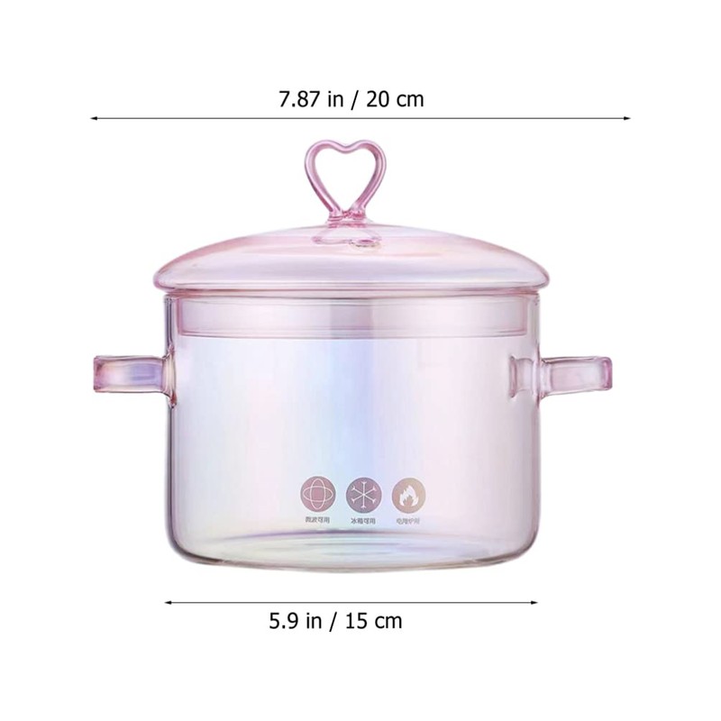 Vaguelly Glass Pot, Clear Glass Cooking Pot Saucepan with Lid,