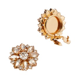 NICENEEDED Button Covers with Golden Crystal Rhinestones Sleeve Buttons with Floral Pattern Decorative Tuxedo Button Covers Removable Button