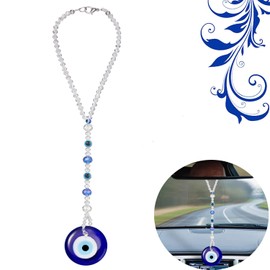 Ygapuzi Evil Eye Car Hanging Ornament Evil Blue Eye Charms for Rear View Car Mirror Evil Eye Beaded Decor Evil Eye Auto Interior Accessories Pendent for Car Window Balcony (Classic)