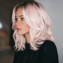 Smilco 2026 Futura pink Lace Supple Natural Volume Short Hair Imported Silk and Chemical Fiber Women's Wig Headdress SM1680-6color: Pink, Stretched Length: 12 inches