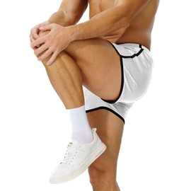 AIMPACT Mens Fitness Bodybuilding Shorts Running Mesh Quick Dry 3" Shorts, White
