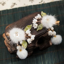 2Pieces Hair Clips, Handmade Floral Design Alligator Crystal Hair Clips Pearl Barrettes, Rhinestones Flower Hair Clips Pearl Headpieces Hair Pins Hair Accessories for Women Girls