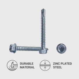 (Pack of 100) DIN 7504K Galvanised Steel 5.5 x 45mm Screws Self Drilling Tapping Screw Hex Washer Head Self Tapping (100, 5.5 x 45mm)