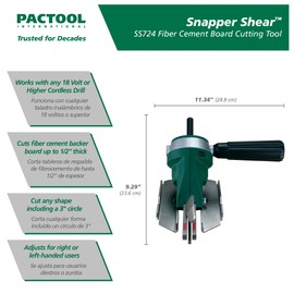 PacTool SS724 Snapper Shear Pro - Cutting Tool for Fiber Cement Board - Power Shears Professional Power Tools