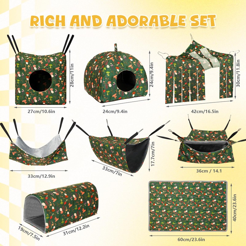 Geelin 8 in 1 Guinea Pig Hammock Set Rat Tunnel
