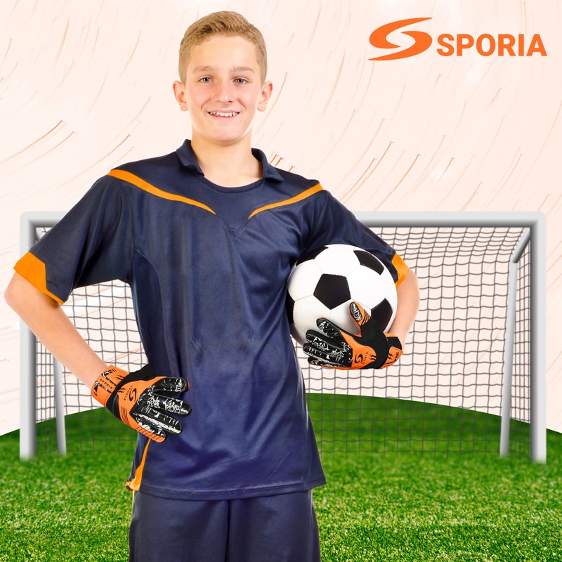 SPORIA Youth Goalie Gloves (Orange, 7)