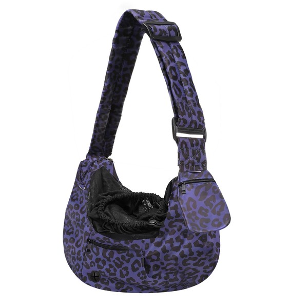 MOSISO Dog Cat Sling Carrier,Pet Dog Carrier Leopard Grain Tote