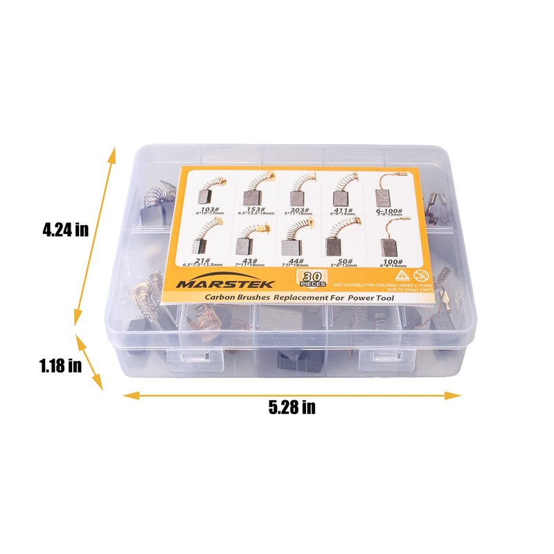 30Pcs 10 Sizes Electric Motor Carbon Brushes Replacement for Power