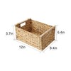 Hand-Woven Wicker Storage Basket With Handle,Rectangular Rattan Basket,Water Hyacinth Woven