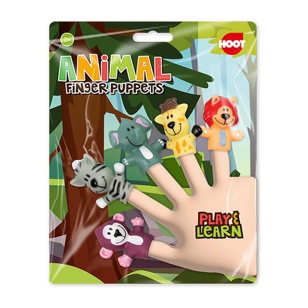 5PK Animal Finger Puppets Set, Educational Finger Puppets Toys for Girls Boys | Monkey, Zebra, Elephant, Giraffe, Lion |6cm BPA-free PVC Puppets | Bath Toys Easter Xmas Gift for Kids