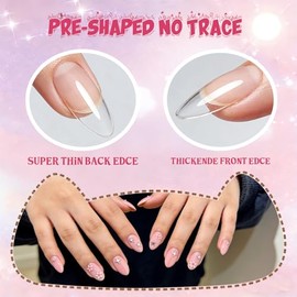 OPkssnails 504 piezas de puntas de uñas para niños, puntas de uñas de gel suave, uñas postizas preformadas para niños, uñas postizas acrílicas transpa