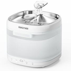 PAWGETHER® Cat Water Fountain, Ultra Quiet Pumpless Pet Water Fountain with Stainless Steel Tray, 67oz/2L Water Fountains for Cats Indoor with 360° Motion Sensor for Cats & Dogs (with Filter)