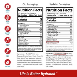 Cellutrex H2O Cherry Limeade Zero Sugar Hydration Packets, Additive-Free Electrolyte Drink Mix for Workouts, Fasting & More, Non-GMO, Easy Open Electrolytes Powder Packets No Sugar, 20 Sticks