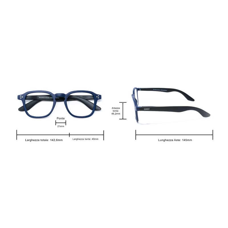 Gian Marco Venturi Unisex Modena Lesebrille, Blau-Schwarz, One Size