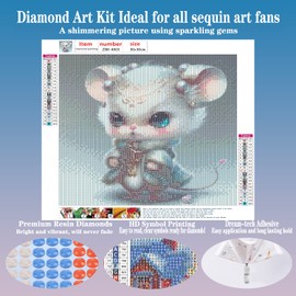 FORLAND Mouse Diamond Painting Kits for Adults Beginners - 5D DIY Cute Mouse Art Full Drill Diamond Kits Painting Crafts for Home Wall Decor, Diamond Art Kits,Paint with Diamonds,12X12inch