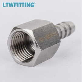LTWFITTING Stainless Steel 316 BSP Connection Coupling/Adapter 1/4 Inch Female Thread Female x 6 mm Hose Barb (Pack of 5)