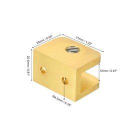 uxcell Glass Shelf Clamp, 4Pcs Brass Glass Clamp for 10-12mm Thick Glass, Adjustable Glass Shelf Bracket Support Holder, Gold