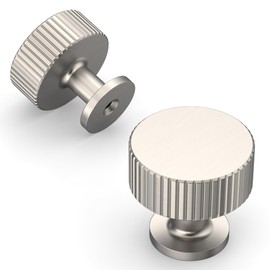 Amerdeco 10 Pack Brushed Satin Nickel Cabinet Knobs Single Hole Cabinet Pulls 1 Inch Drawer Knobs and Pulls for Bathroom Cabinets ZH0071