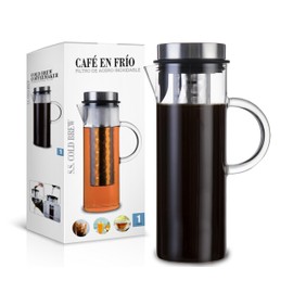 Mr Towels Deluxe Cold Brew Coffee Maker with Removable Stainless Steel Filter (Stainless Steel 44oz/1300ml/1.4QT)