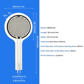 MD30-60 Force Sensitive Thin Film Pressure Sensor, 0-30kg, Diameter 1.2 inches (30 mm), Resistance Type Thin Film Pressure Sensor, No EMI, Waterproof, Pressure Sensitive Dual Function