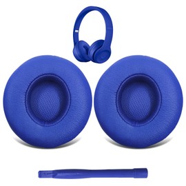 MusiDianTang Earpads Cushions Replacement for Beats Solo 2 & Solo 3 Wireless On-Ear Headphones, with Soft Protein Leatherette Ear Cushions and Acoustic Foam Earcups (Blue)