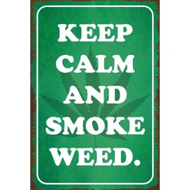 vianmo Holzschild 18x12 cm keep calm and smoke weed Deko Geschenk Holz Schild