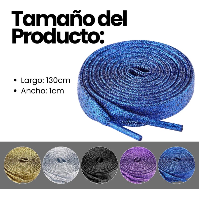 Agujetas Planas Glitter Cordones Zapato Tenis Brillo 5 Pares
