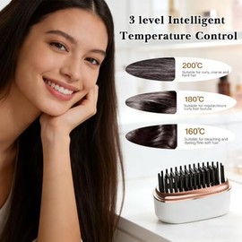 Mini Cepillo Alisador de Pelo Portátil, Peine Alisador de Cabello para mujer, 3 Ajustes de Temperatura, para Alisar y Peinar, Herramienta de Peinado (