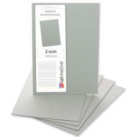 TATMOTIVE Premium Bookbinding Cardboard, Pack of 20, DIN A4, 2 mm, 1260 g/m², Model Building Cardboard, Craft Cardboard, Grey Cardboard