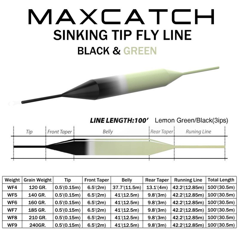 Maxcatch Sinking Tip Fly Line for Fly Fishing Weight Forward
